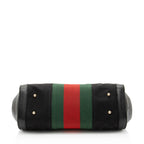 Gucci Leather Studded Web Bamboo Bullet Medium Satchel