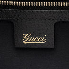 Gucci Leather Studded Web Bamboo Bullet Medium Satchel