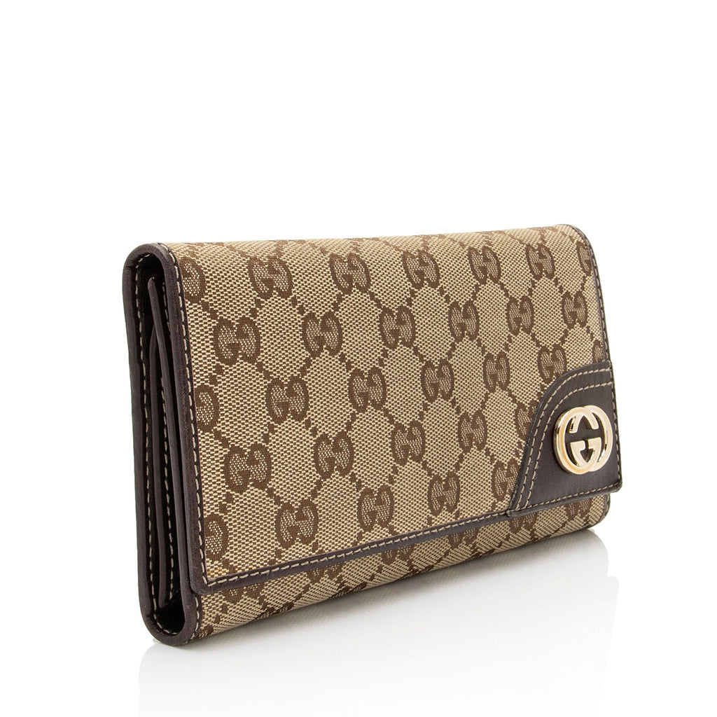 Gucci GG Canvas Britt Logo Tri-fold Wallet (SHF-5J08AO)