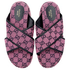 Gucci GG Canvas Crisscross Platform Sandals - Size 9.5 / 39.5 (SHF-KTNudr)