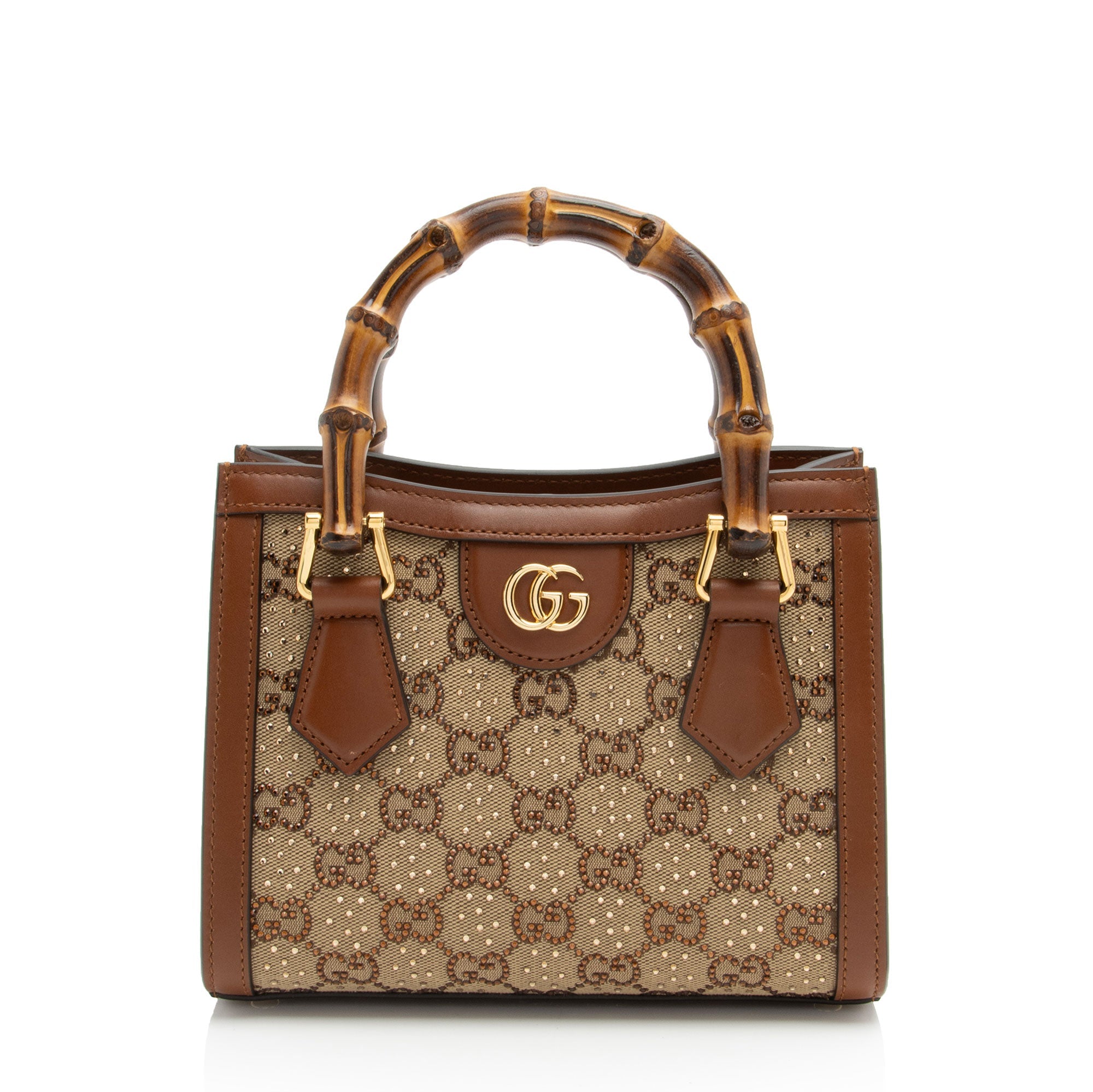 Gucci Crystal GG Canvas Bamboo Diana Mini Tote (SHF-E7QQjx)
