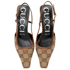 Gucci GG Canvas Crystal Slingback Pumps - Size 6.5 / 36.5 (SHF-dfhaWv)