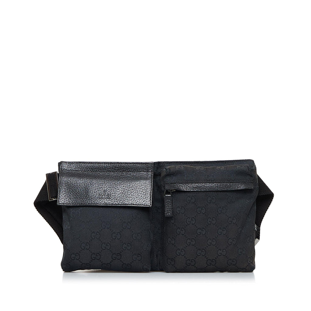 Gucci GG Canvas Double Pocket Belt Bag (SHG-jTXA2O)