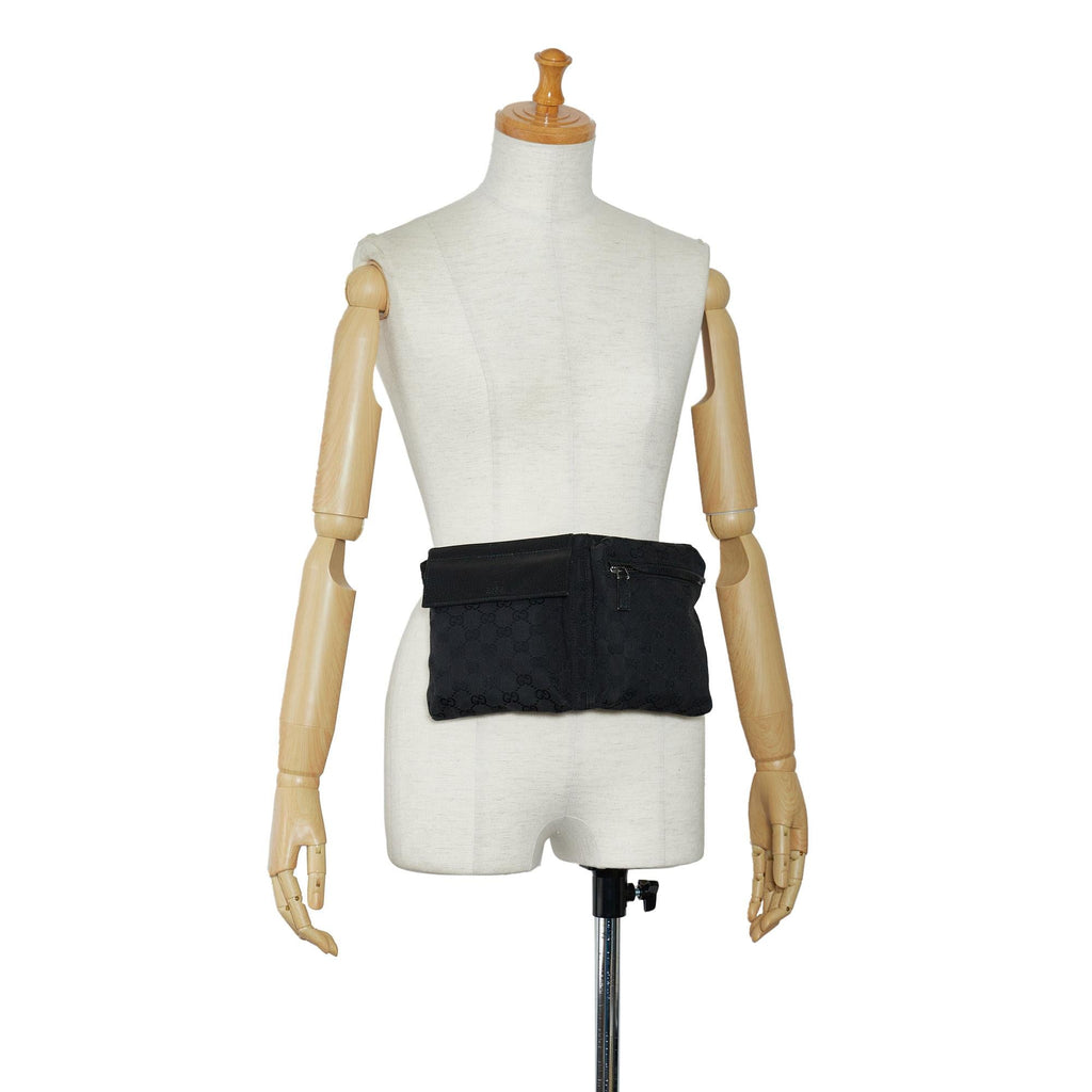 Gucci GG Canvas Double Pocket Belt Bag (SHG-WS8NBX)