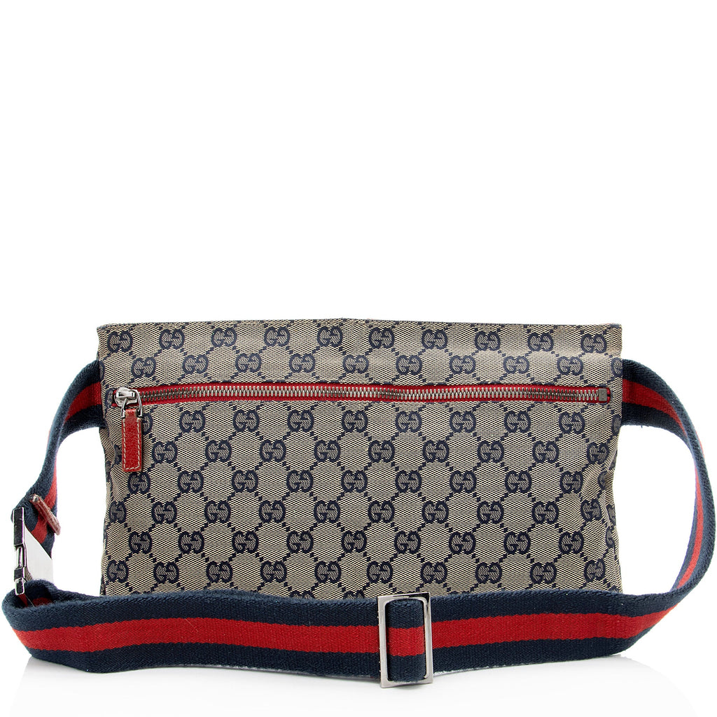 Gucci GG Canvas Double Pocket Belt Bag (SHF-SkYvtK)