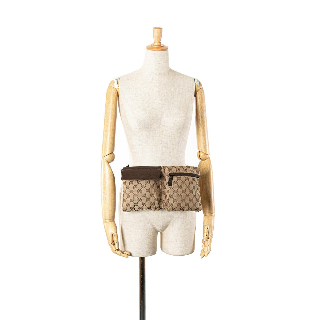 Gucci GG Canvas Double Pocket Belt Bag