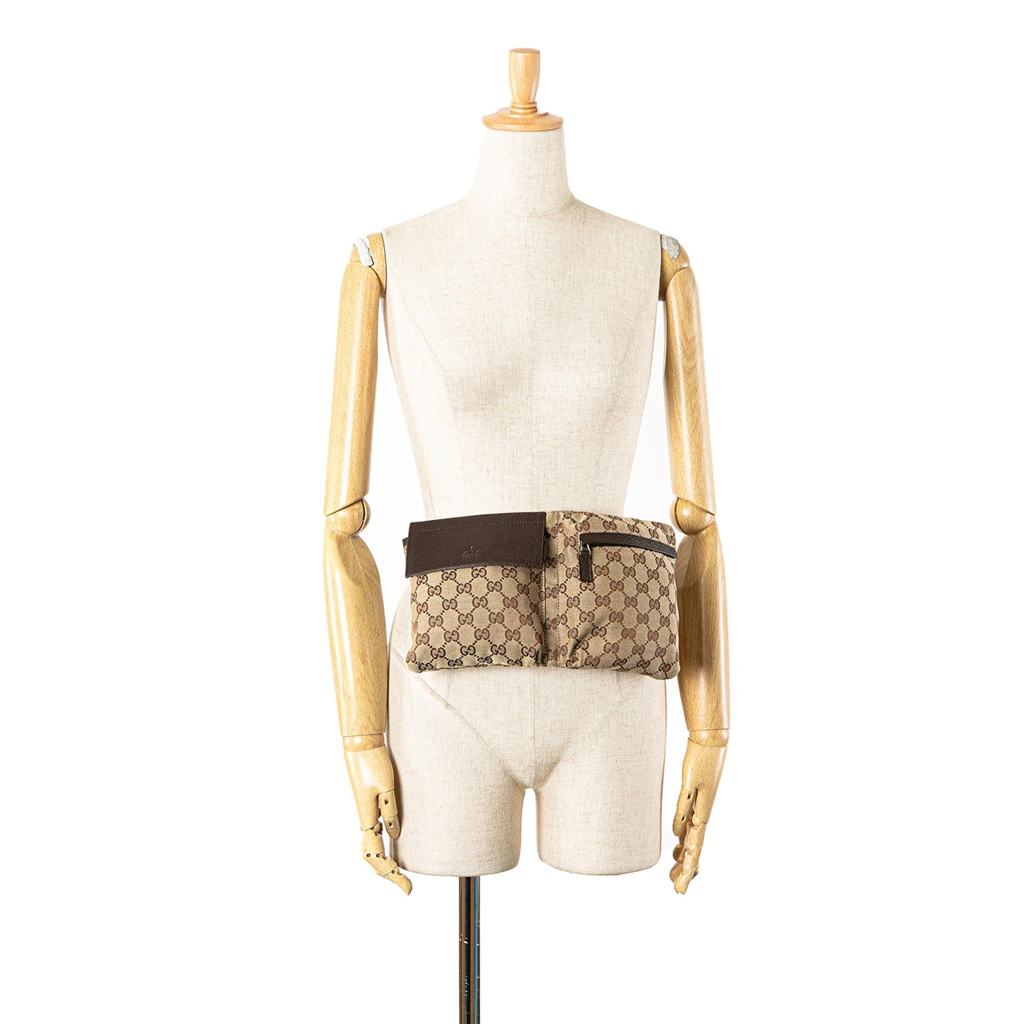 Gucci GG Canvas Double Pocket Belt Bag