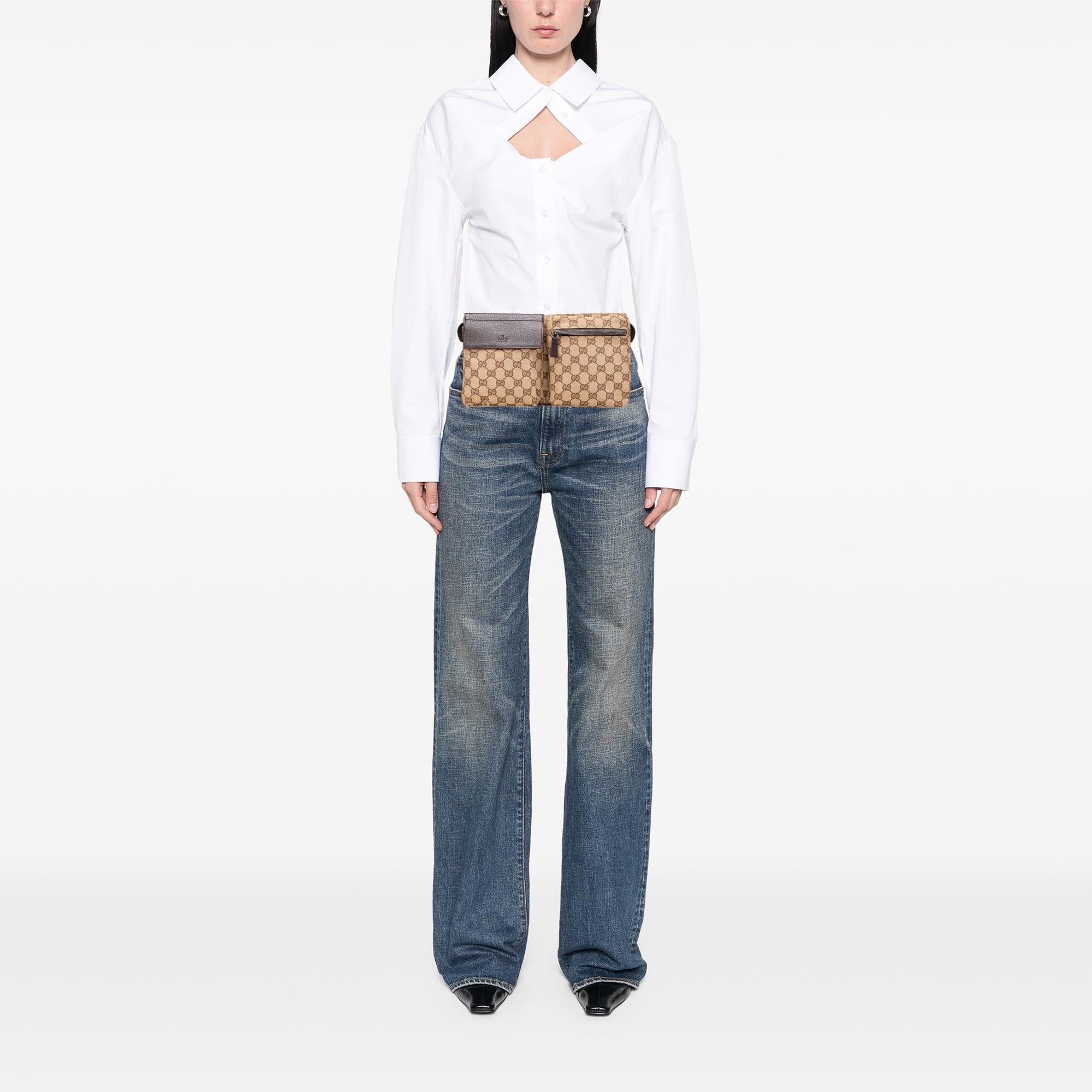 Gucci GG Canvas Double Pocket Belt Bag