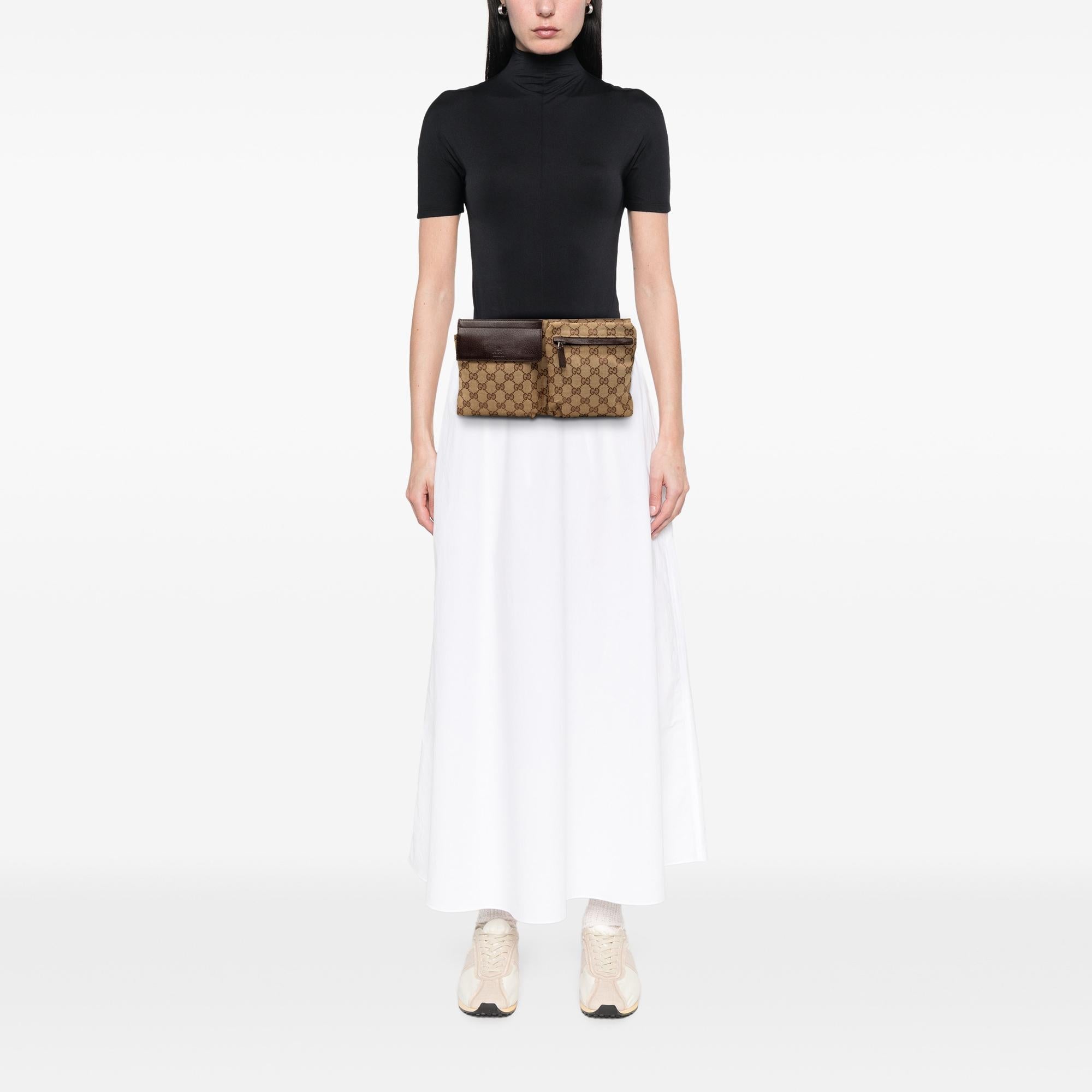 Gucci GG Canvas Double Pocket Belt Bag