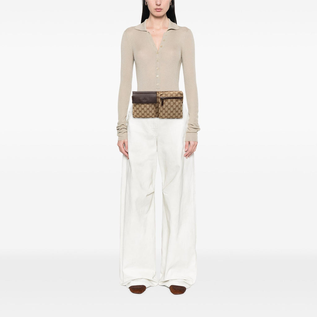 Gucci GG Canvas Double Pocket Belt Bag