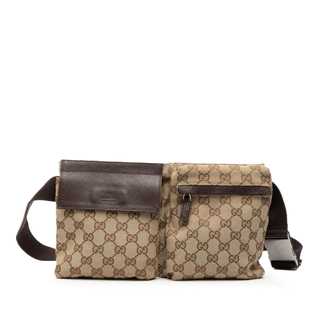 Gucci GG Canvas Double Pocket Belt Bag