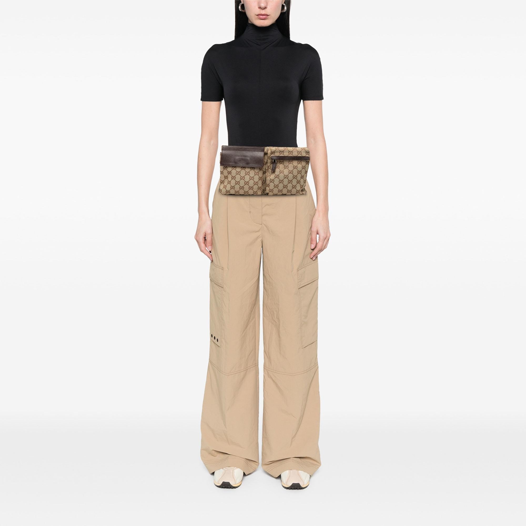 Gucci GG Canvas Double Pocket Belt Bag
