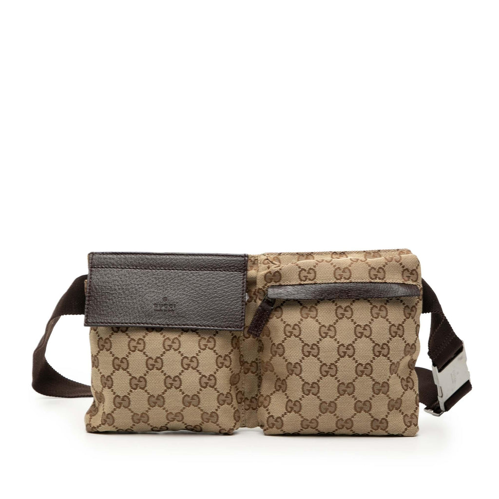 Gucci GG Canvas Double Pocket Belt Bag