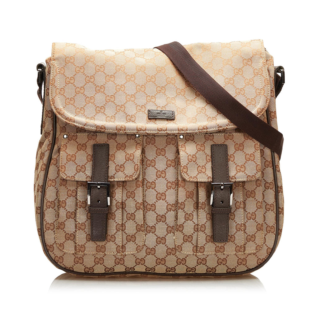 Gucci GG Canvas Double Pocket Flap Messenger (SHG-35377)
