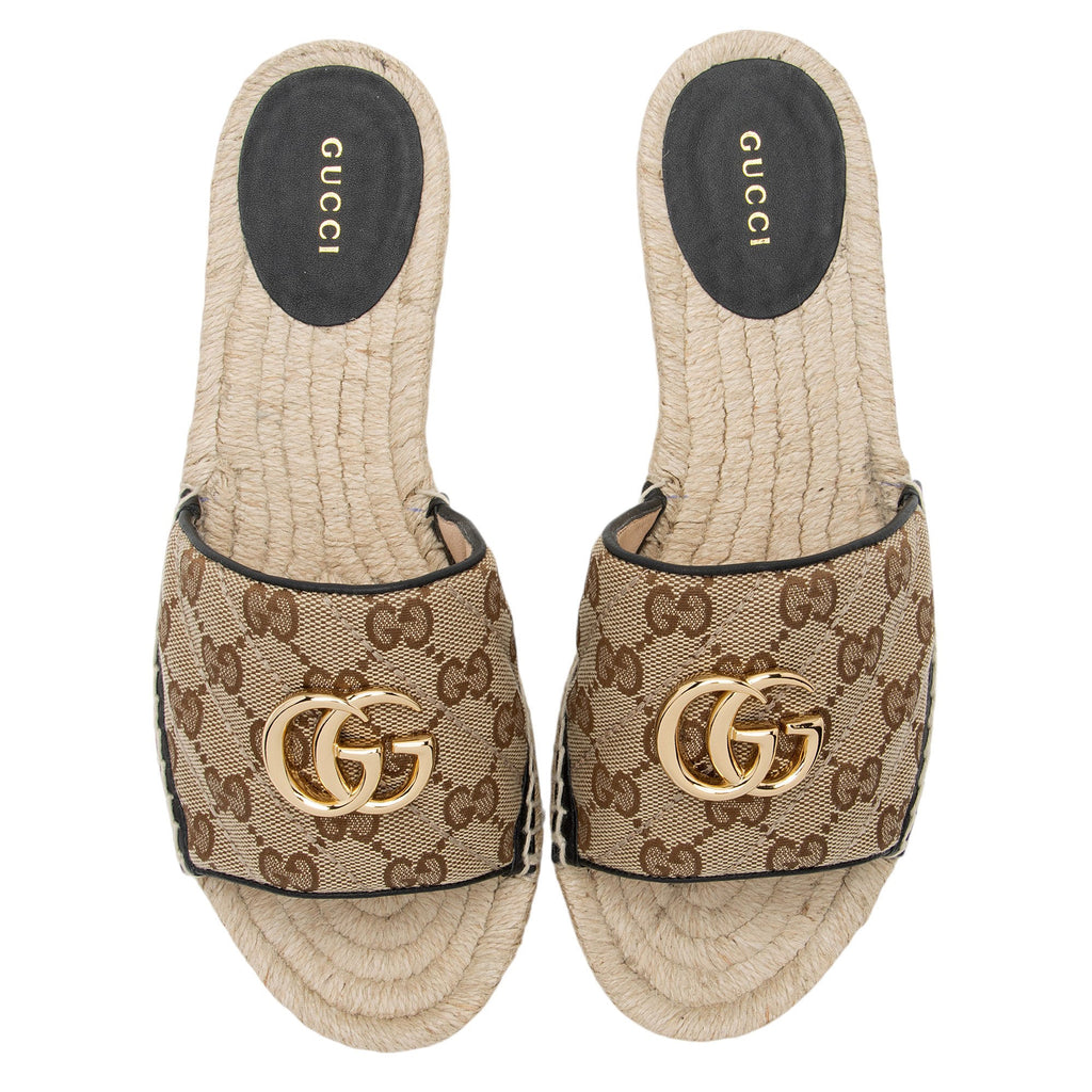 Gucci GG Canvas GG Marmont Pilar Espadrille Slides - Size 8.5 / 38.5 (SHF-pnlKc7)