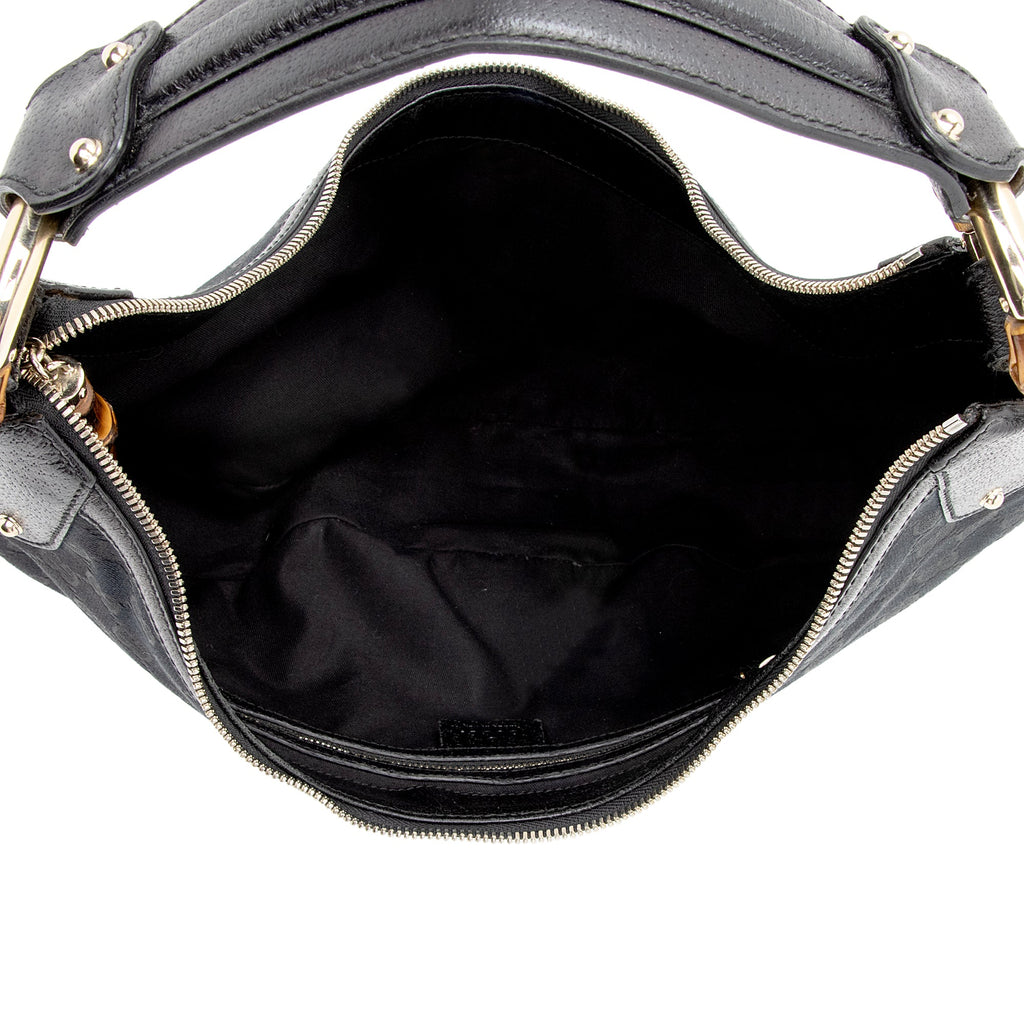 Gucci GG Canvas Bamboo Half Moon Medium Hobo (SHF-22952)