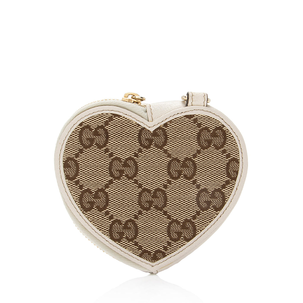 Gucci GG Canvas Heart Coin Pouch (SHF-8ldoVR)