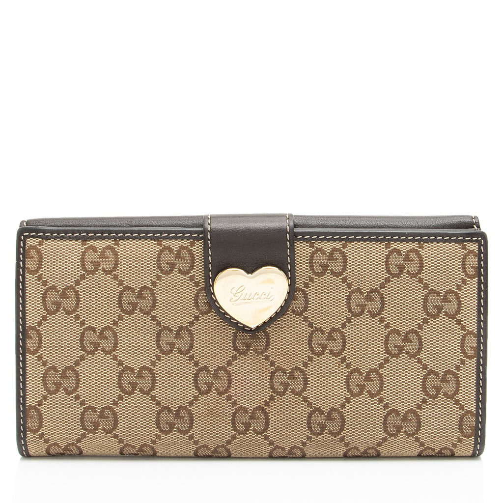 Gucci GG Canvas Heart Script Continental Wallet