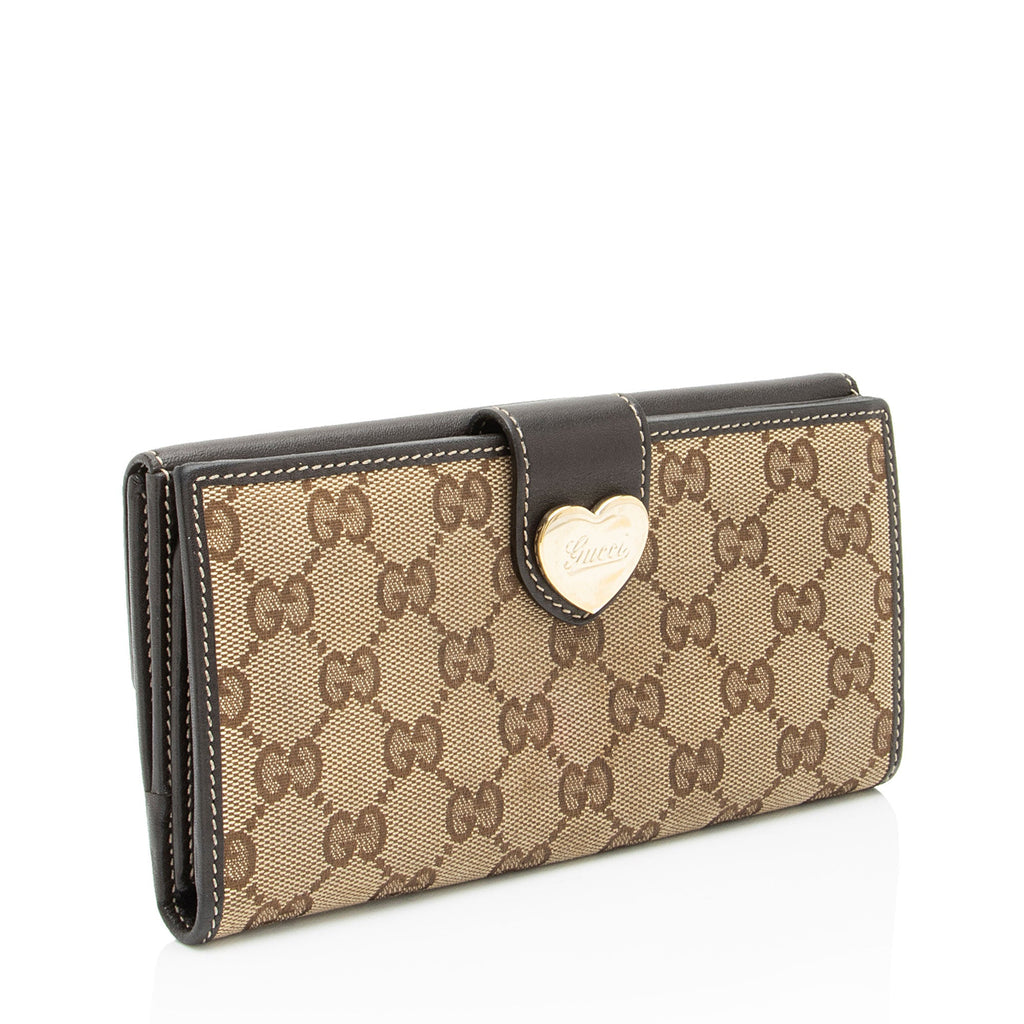Gucci GG Canvas Heart Script Continental Wallet