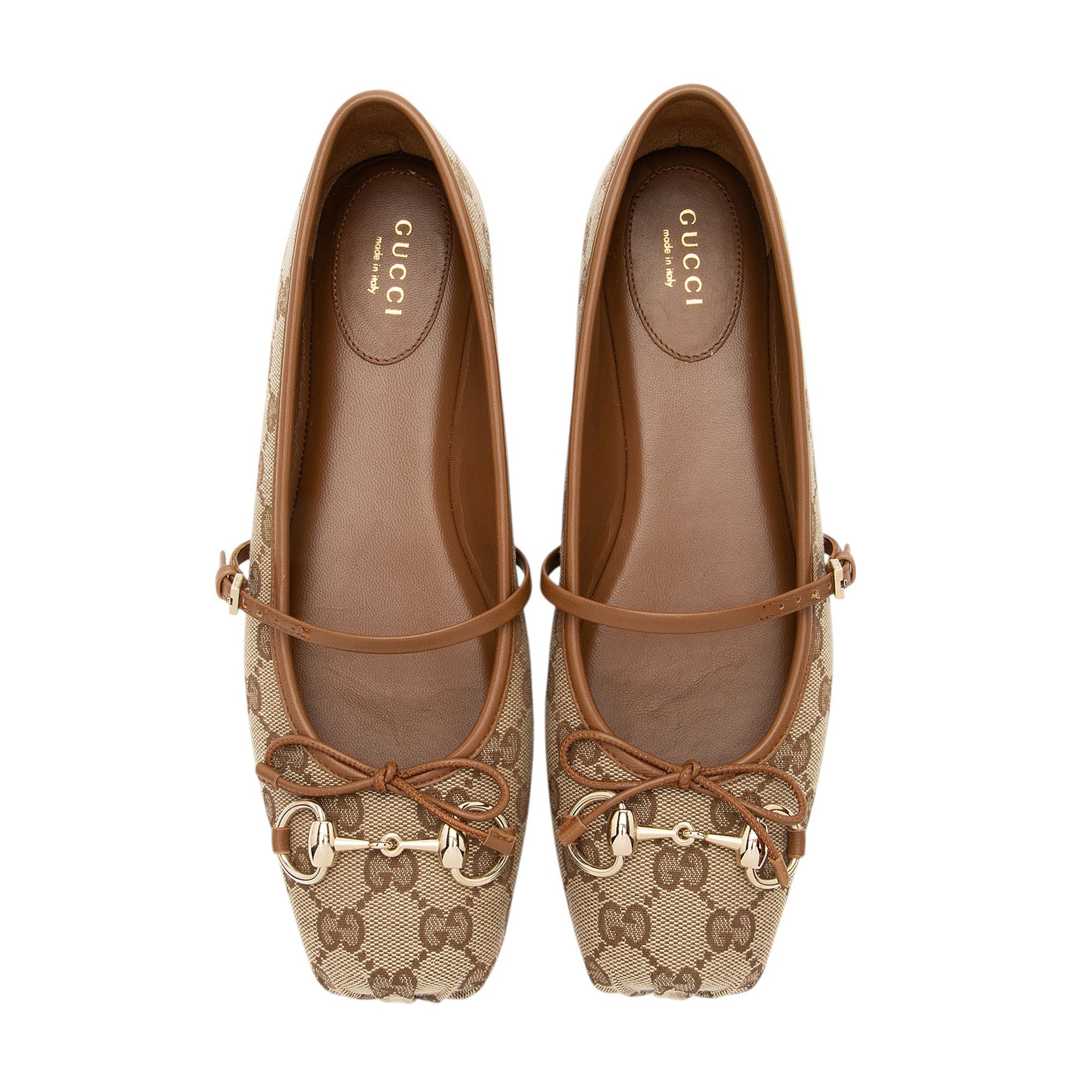 Gucci GG Canvas Horsebit Ballet Flats - Size 8.5 / 38.5