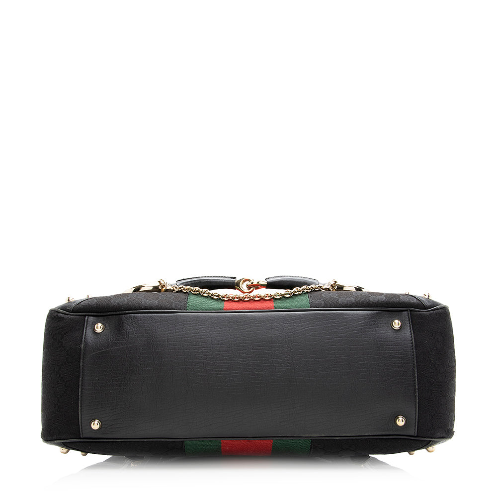 Gucci GG Canvas Web Horsebit Boston Bag (SHF-20566)