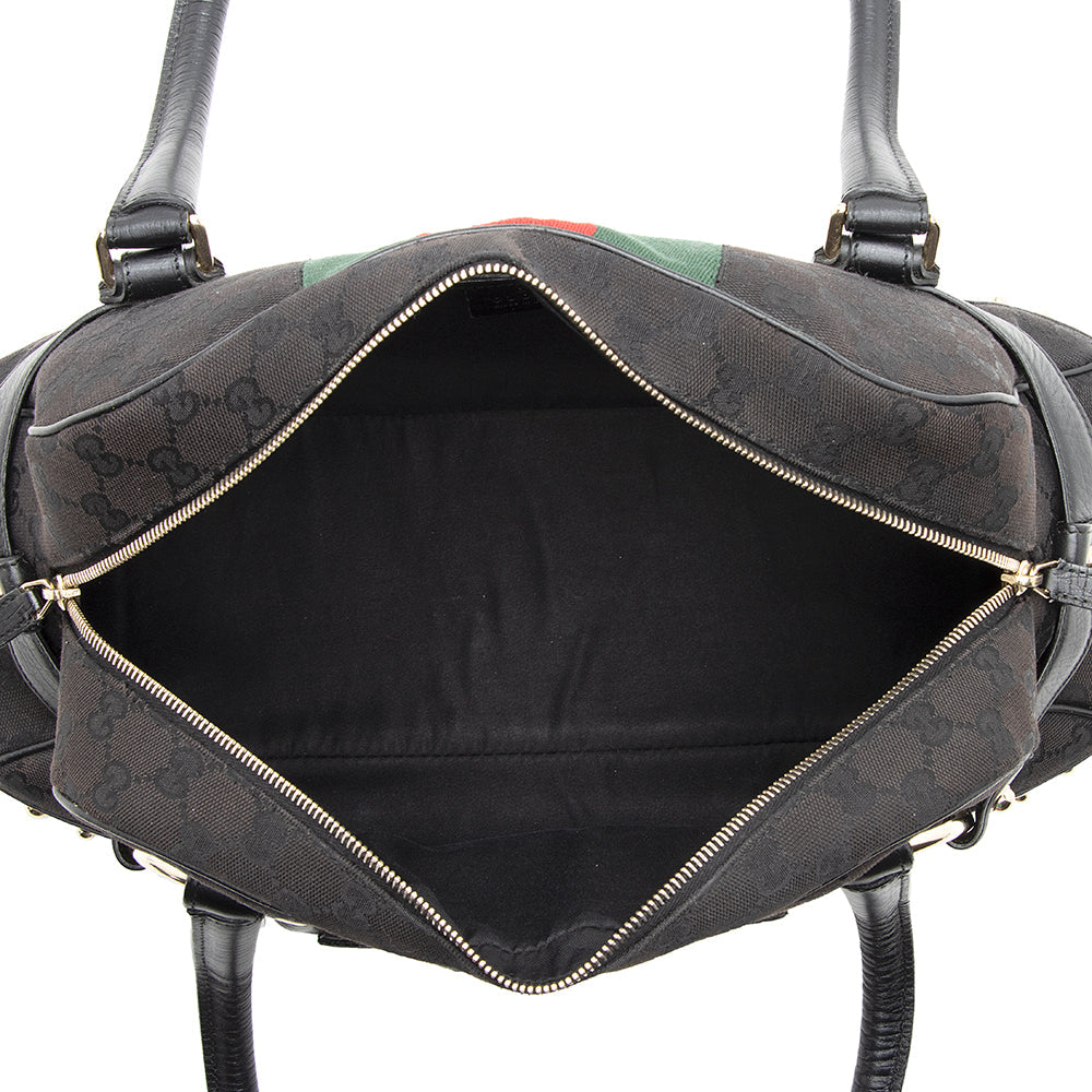 Gucci GG Canvas Web Horsebit Boston Bag (SHF-20566)