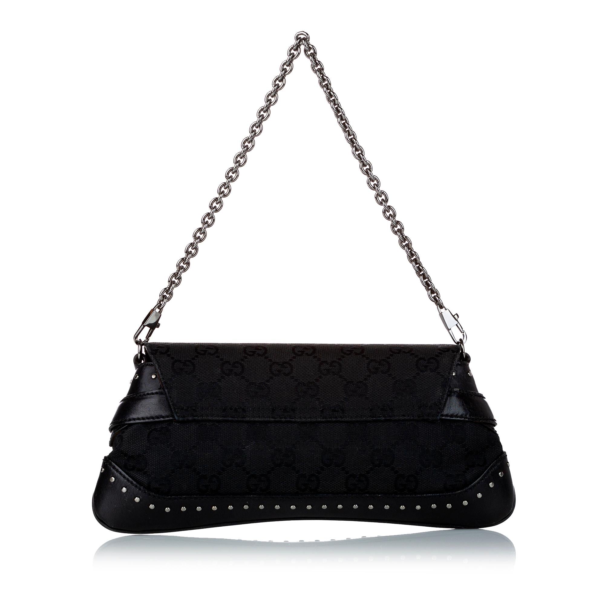 Gucci GG Canvas Horsebit Chain Baguette (SHG-uZLe9a)