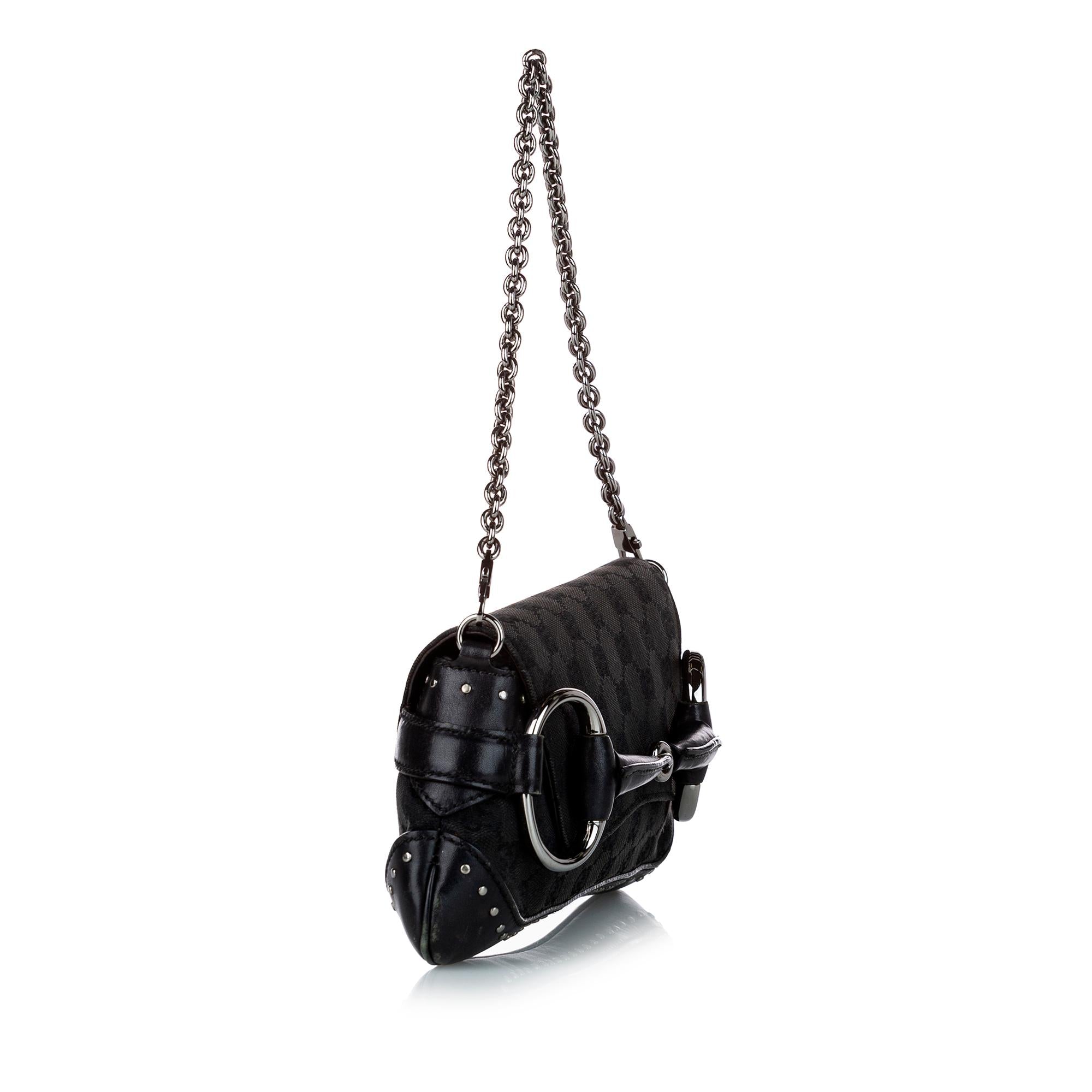 Gucci GG Canvas Horsebit Chain Baguette (SHG-uZLe9a)