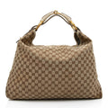 Gucci GG Canvas Horsebit Large Hobo - FINAL SALE (SHF-cqgUHp)