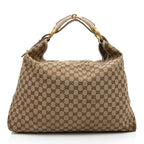 Gucci GG Canvas Horsebit Large Hobo - FINAL SALE (SHF-cqgUHp)