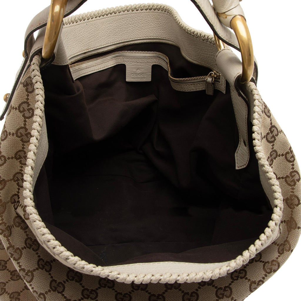 Gucci GG Canvas Horsebit Large Hobo - FINAL SALE (SHF-cqgUHp)