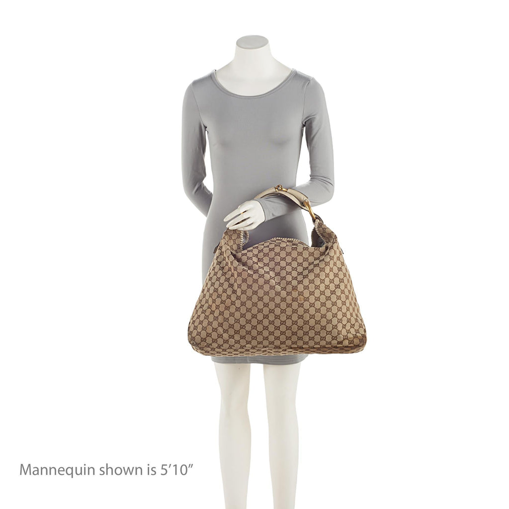 Gucci GG Canvas Horsebit Large Hobo - FINAL SALE (SHF-cqgUHp)