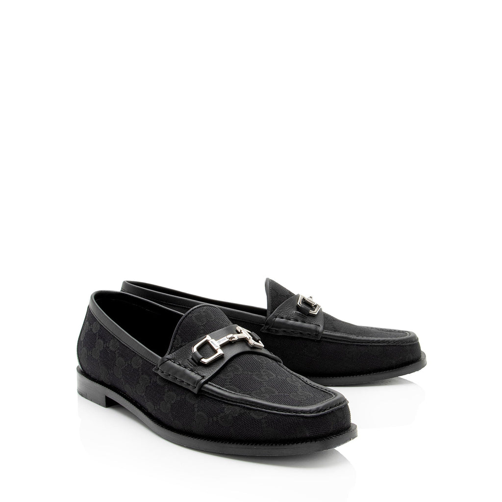 Gucci GG Canvas Horsebit Loafers - Size 7.5 / 37.5 (SHF-ZxcBTe)
