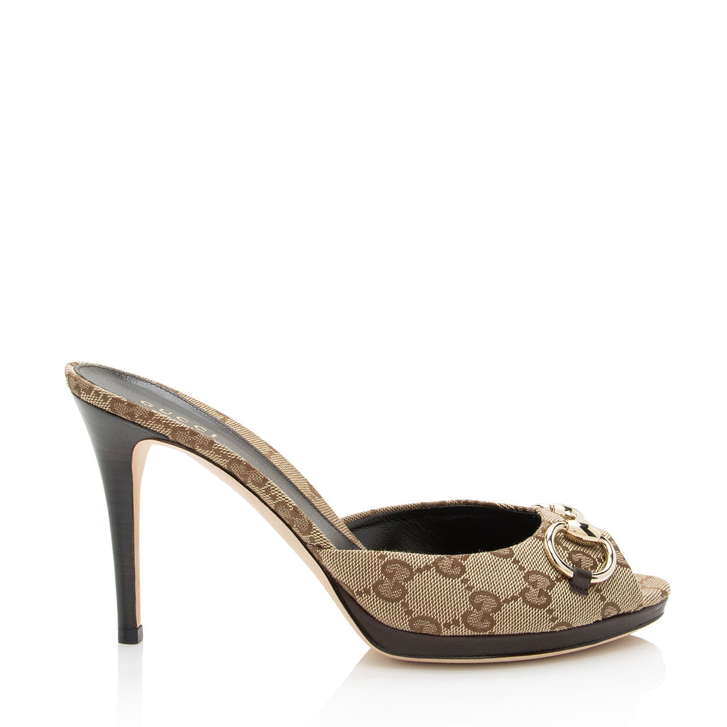 Gucci GG Canvas Horsebit Mules - Size 8.5 / 38.5 (SHF-9cHg23)