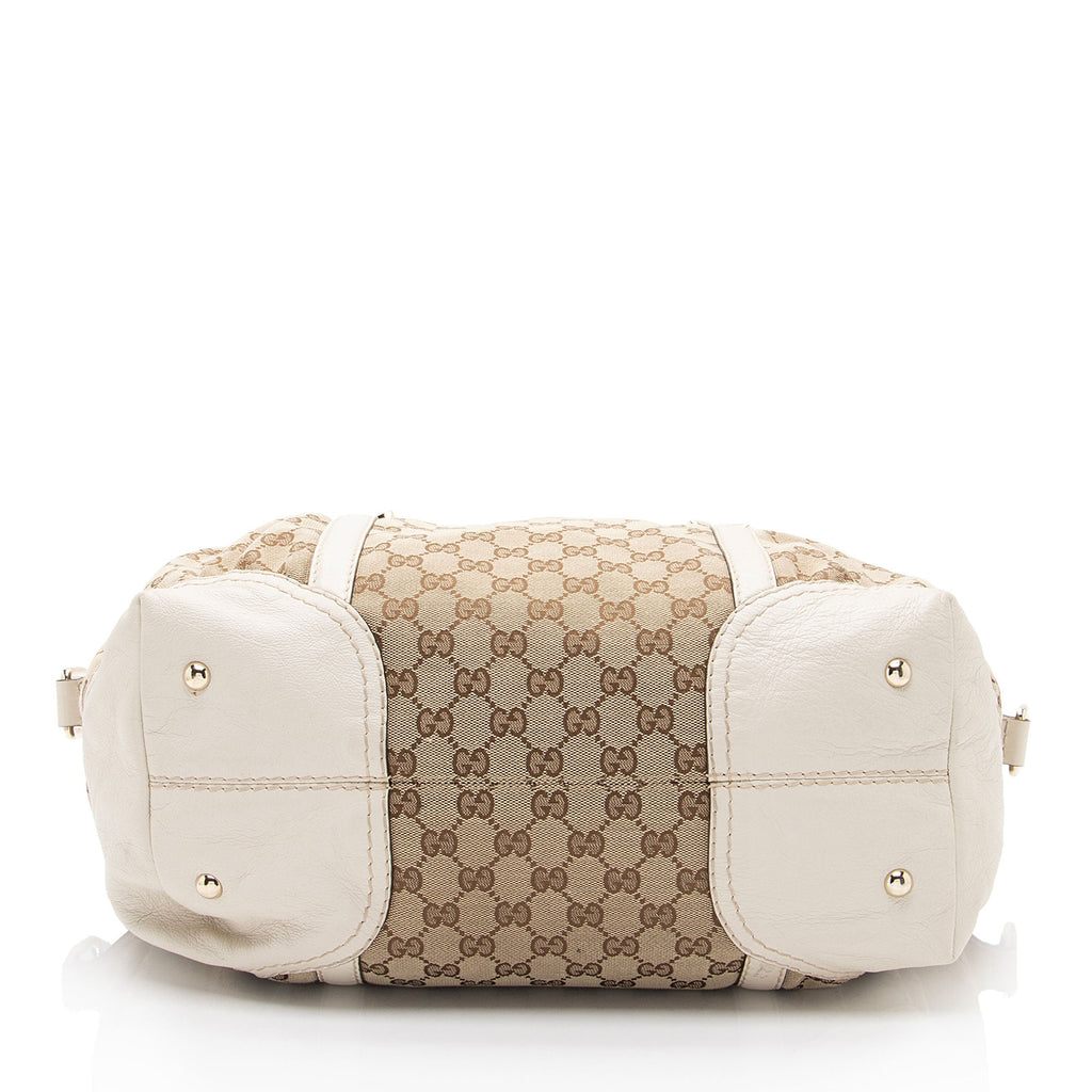 Gucci GG Canvas Horsebit Nailhead Medium Boston Bag