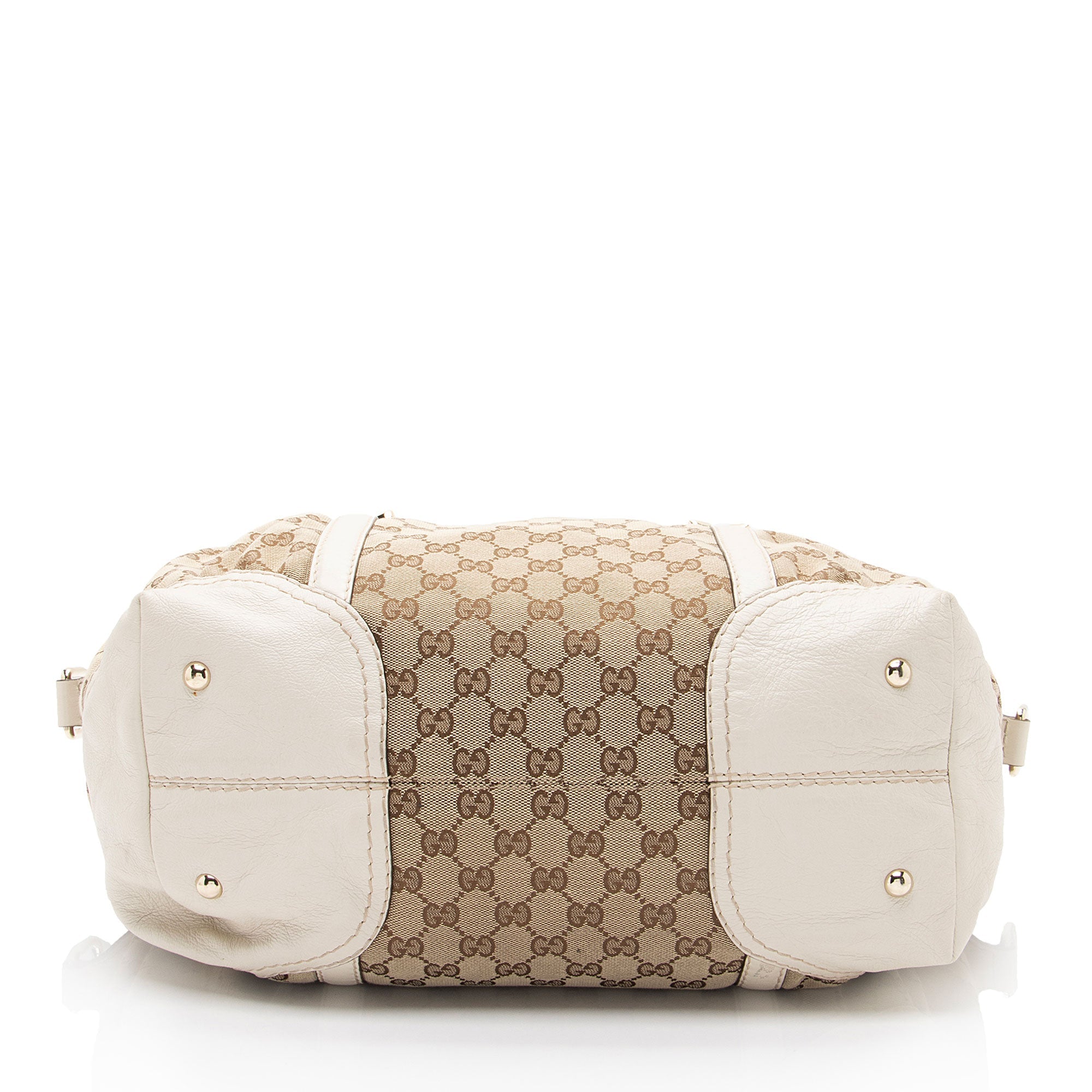Gucci GG Canvas Horsebit Nailhead Medium Boston Bag