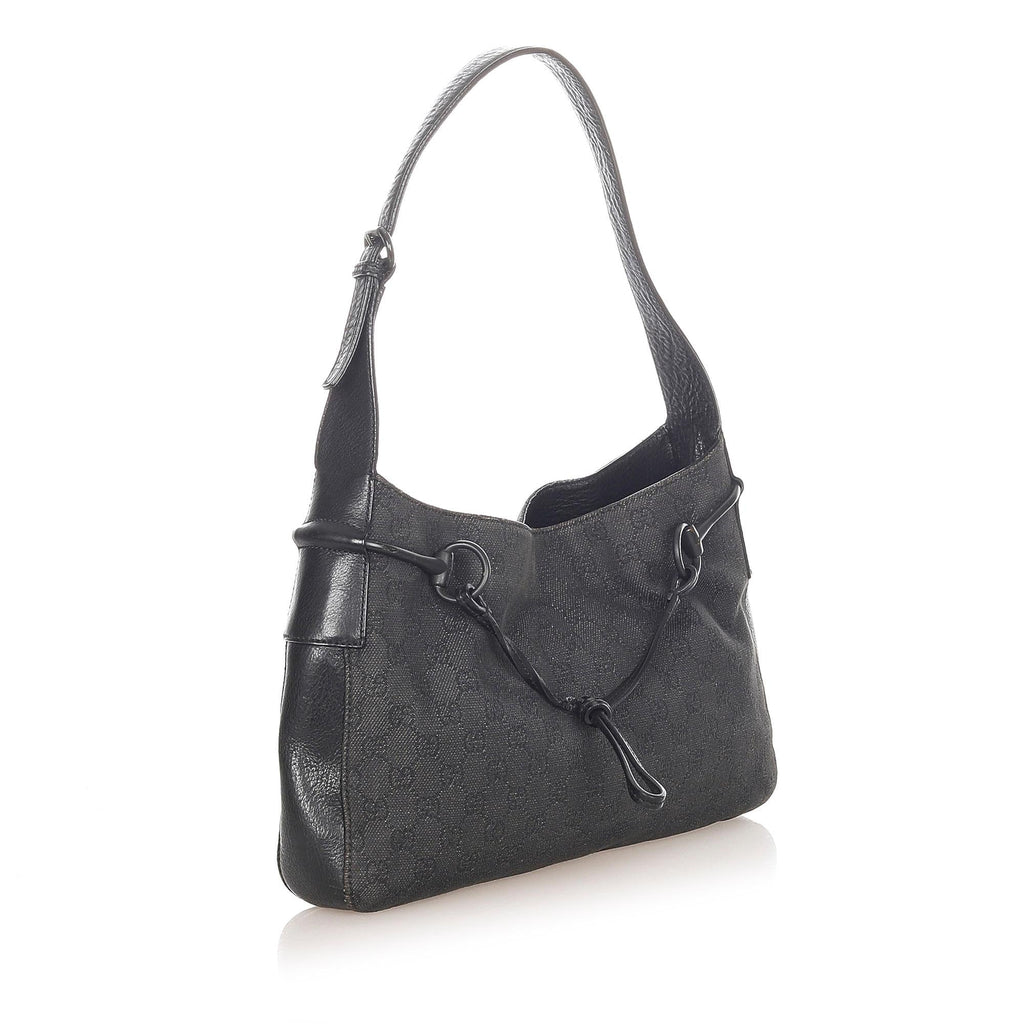 Gucci GG Canvas Horsebit Shoulder Bag (SHG-32126)