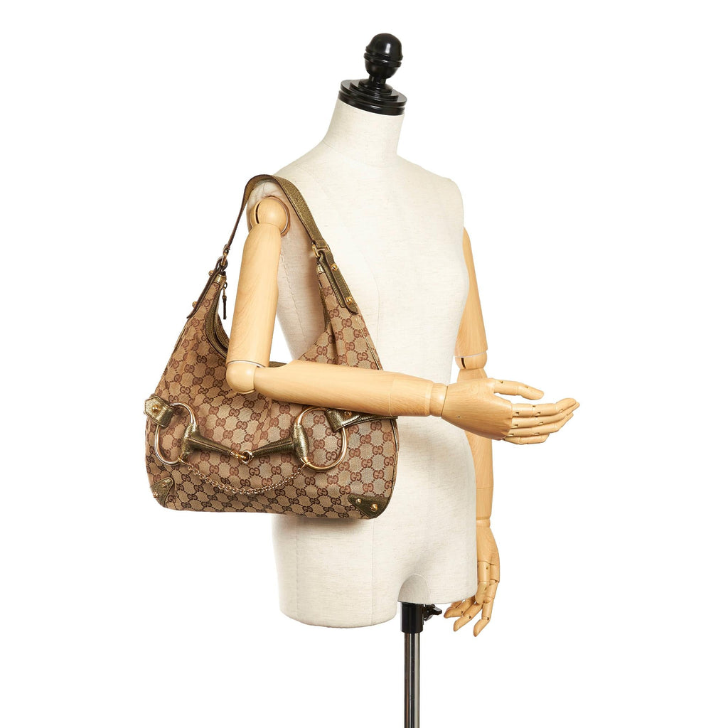 Gucci GG Canvas Horsebit Shoulder Bag (SHG-33631)