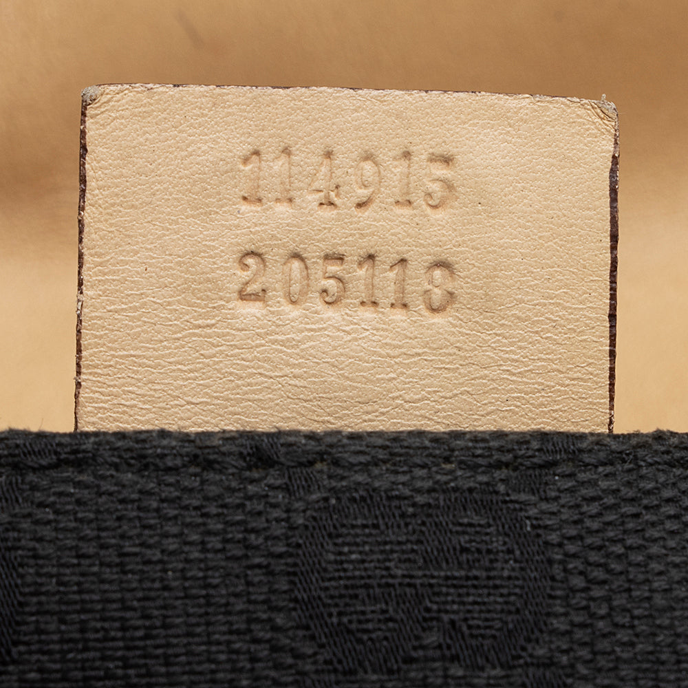 Gucci Canvas Leather Studded Horsebit Shoulder Bag (SHF-21925)