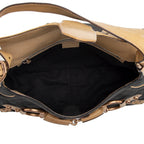 Gucci Canvas Leather Studded Horsebit Shoulder Bag (SHF-21925)