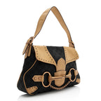 Gucci Canvas Leather Studded Horsebit Shoulder Bag (SHF-21925)