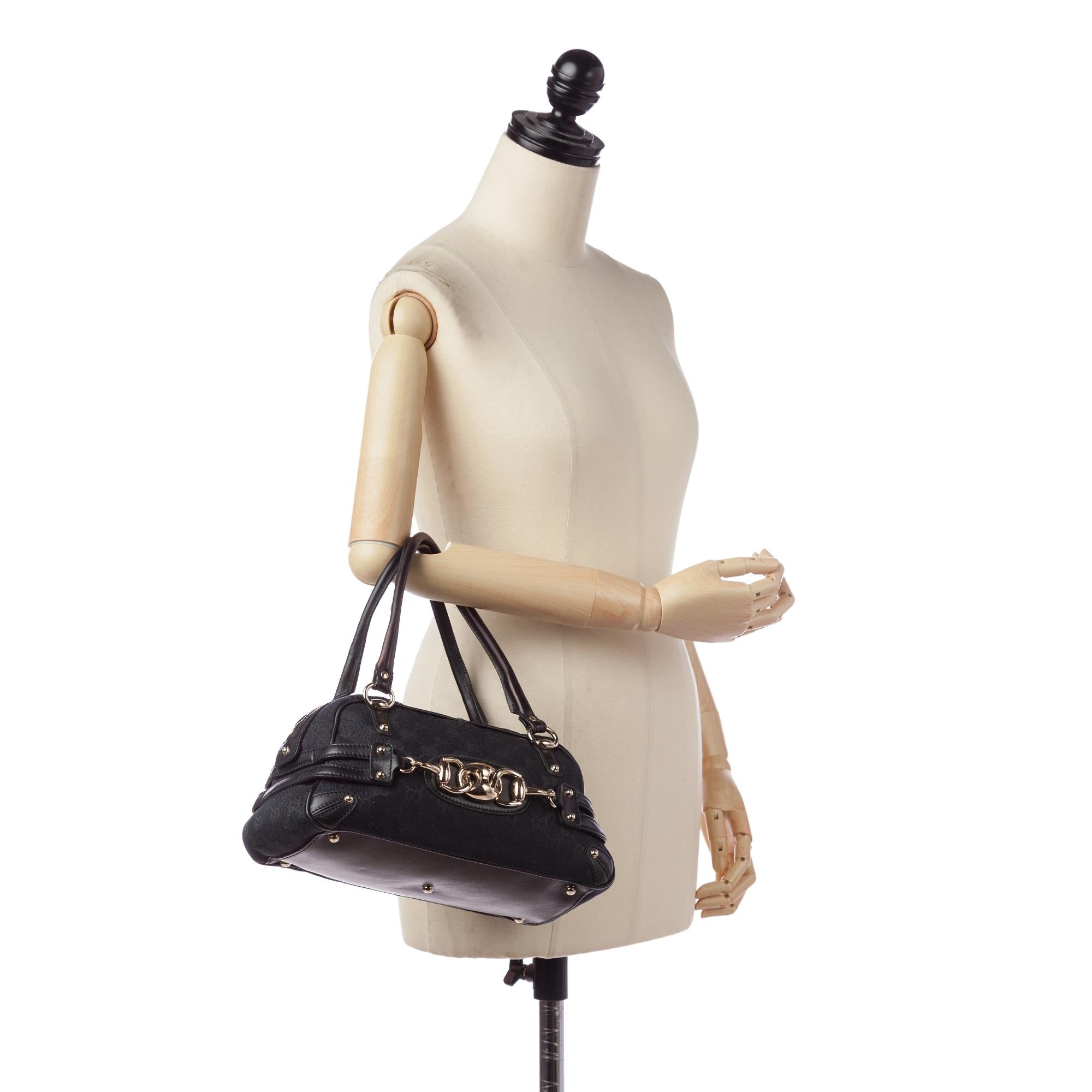 Gucci GG Canvas Horsebit Wave Handbag (SHG-31049)
