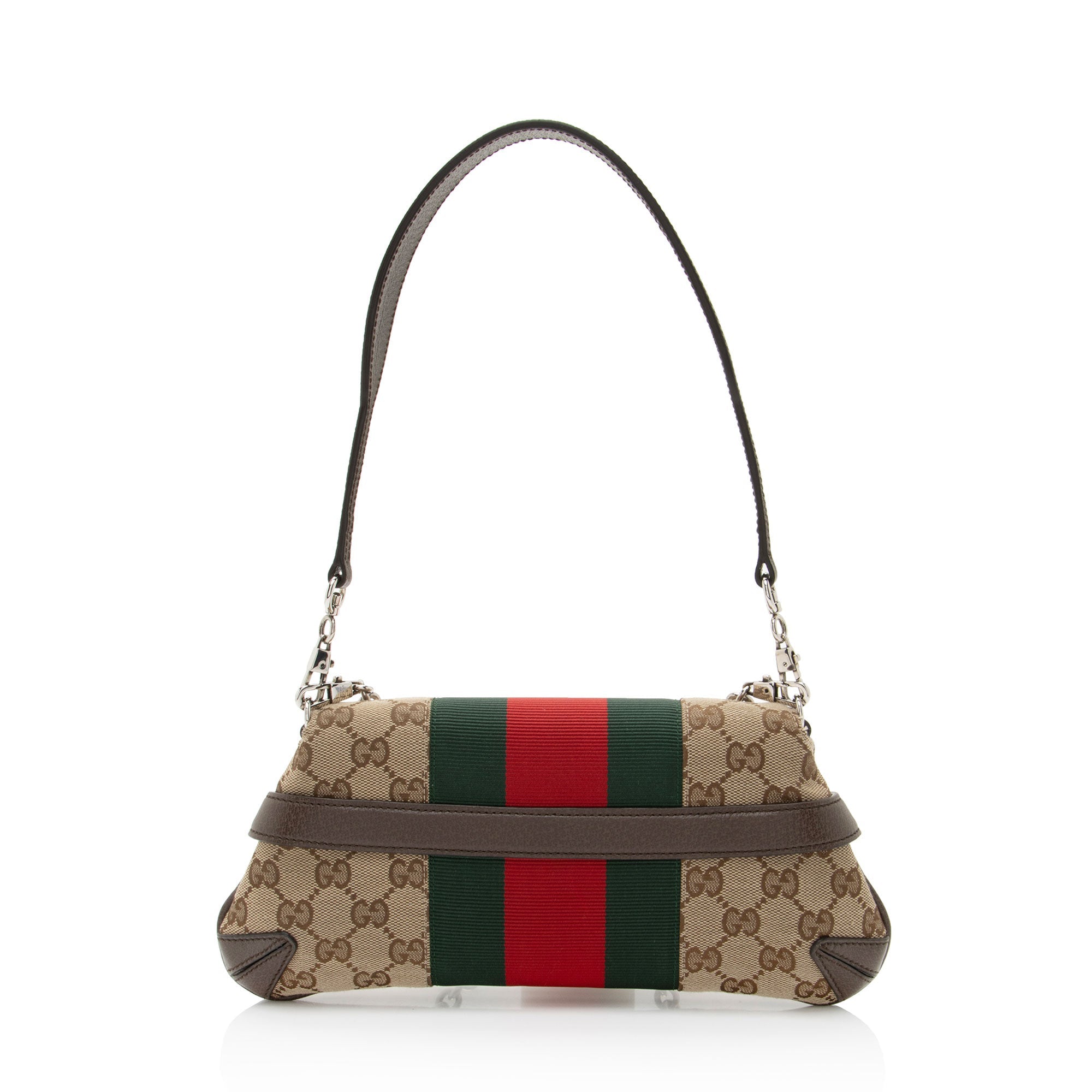 Gucci GG Canvas Horsebit Web Chain Small Shoulder Bag