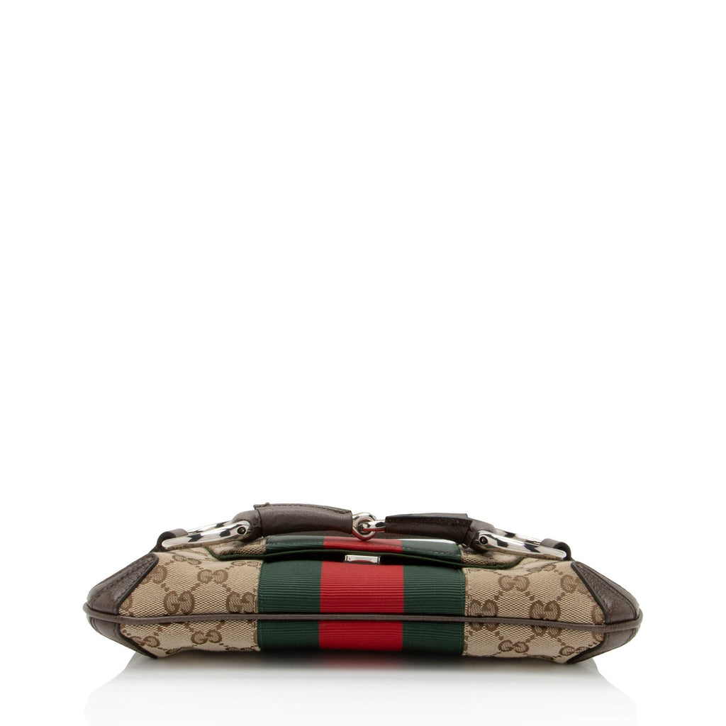 Gucci GG Canvas Horsebit Web Chain Small Shoulder Bag