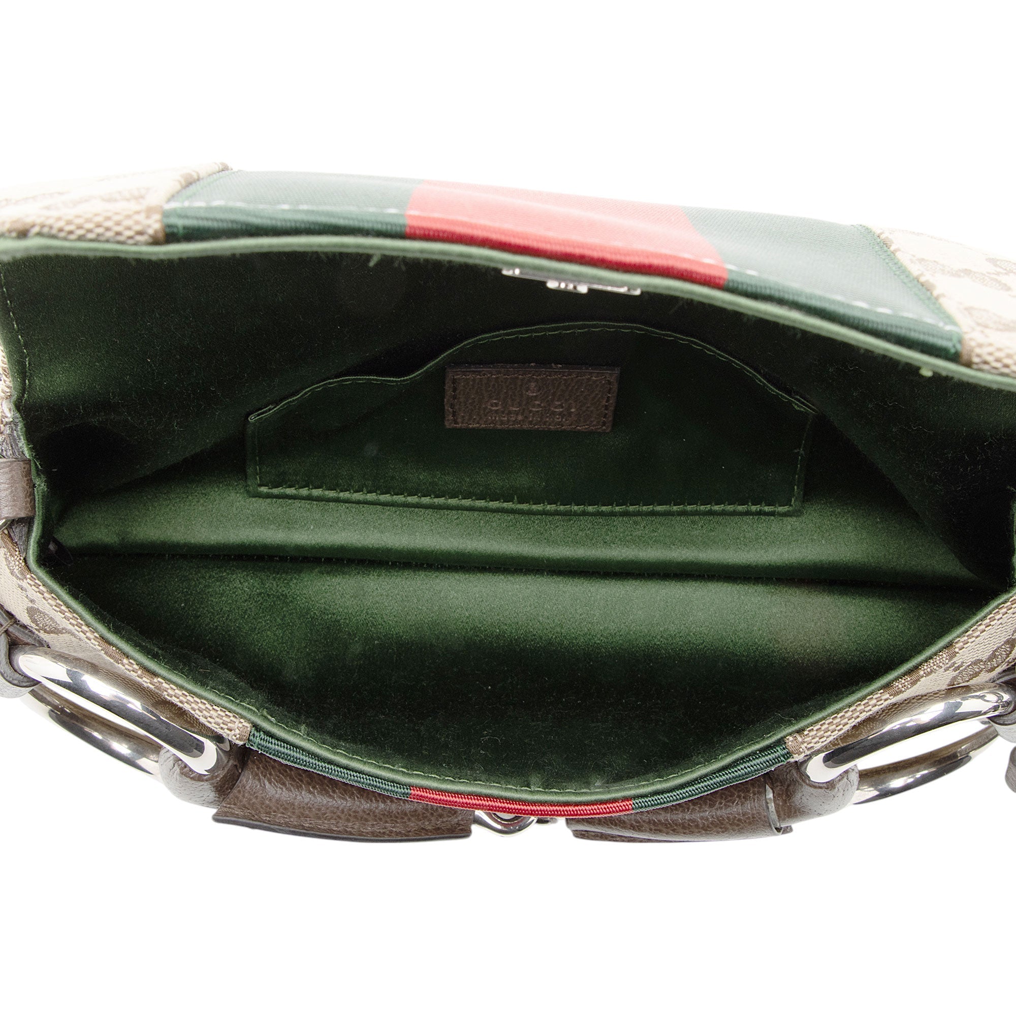 Gucci GG Canvas Horsebit Web Chain Small Shoulder Bag