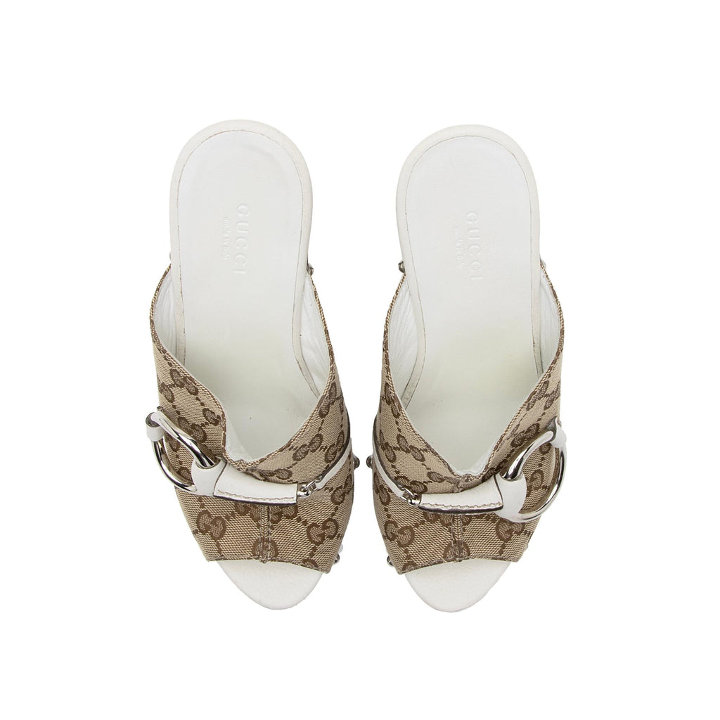 Gucci GG Canvas Icon Bit Clog Sandals - Size 6.5 / 36.5 (SHF-23194)