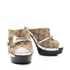 Gucci GG Canvas Icon Bit Clog Sandals - Size 6.5 / 36.5 (SHF-23194)