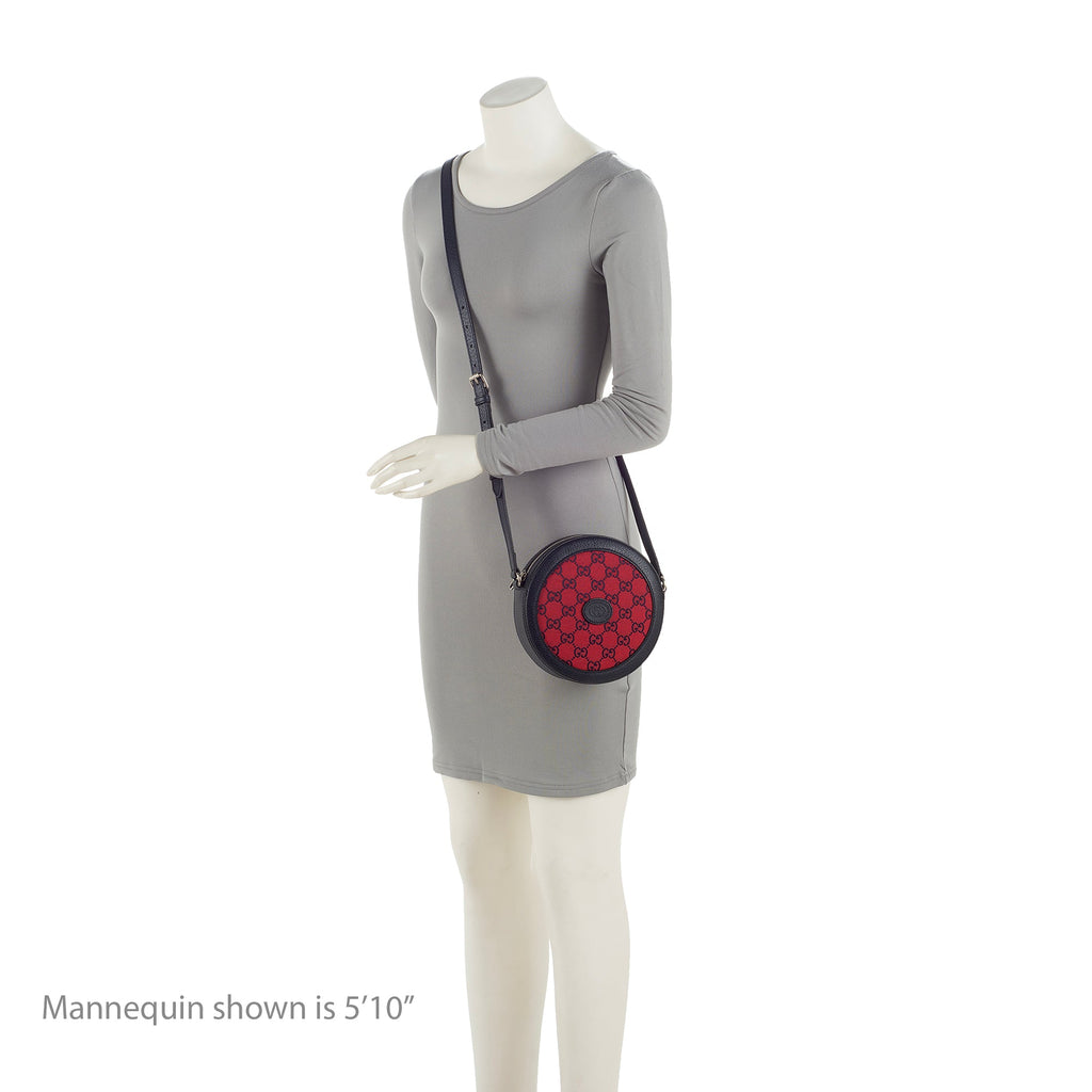 Gucci GG Canvas Interlocking G Patch Round Shoulder Bag (SHF-23569)