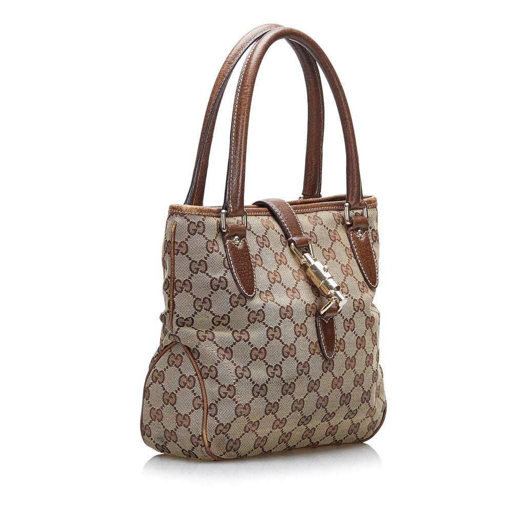Gucci GG Canvas Jackie Piston Lock Handbag (SHG-oonzW2)