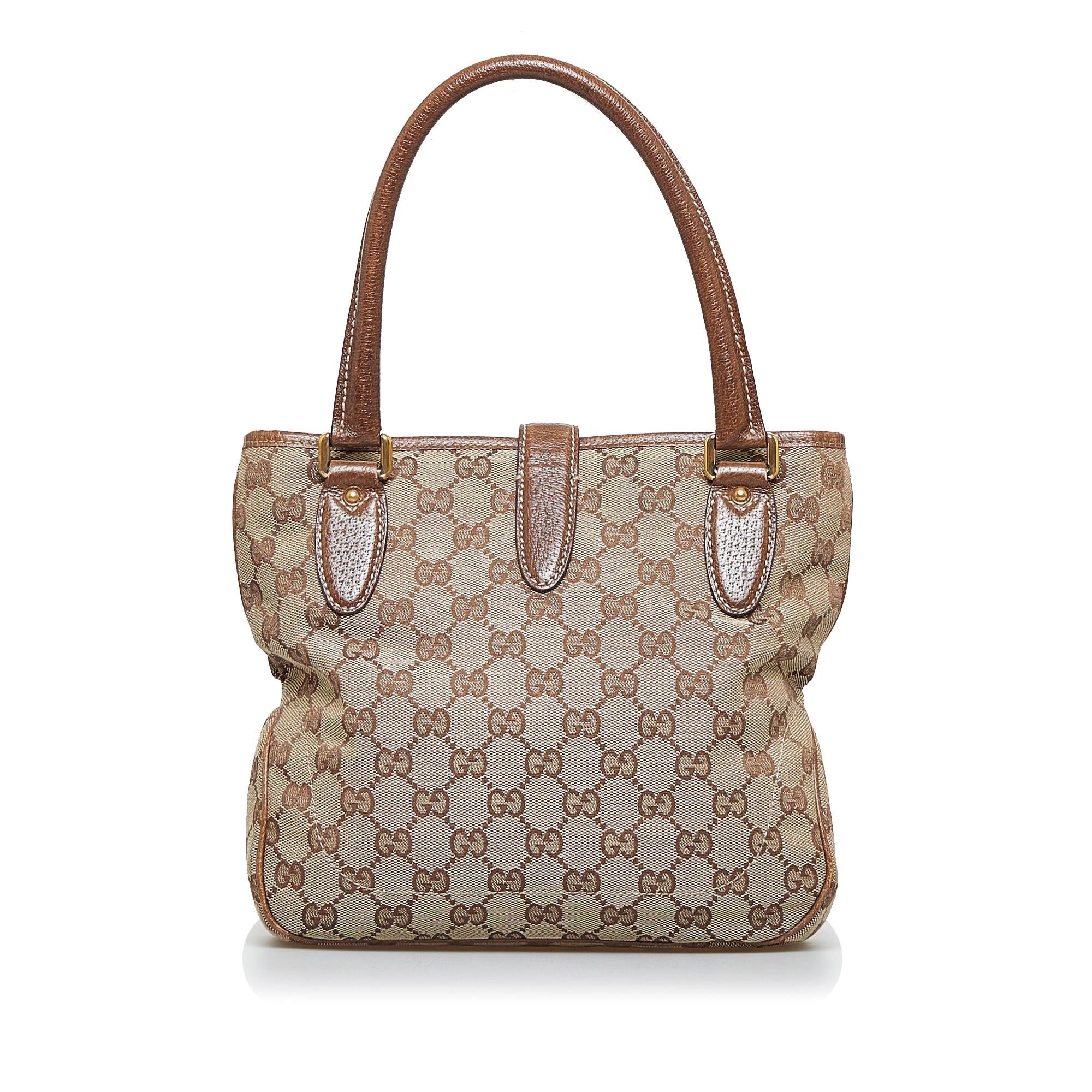 Gucci GG Canvas Jackie Piston Lock Handbag (SHG-R6bLVW)